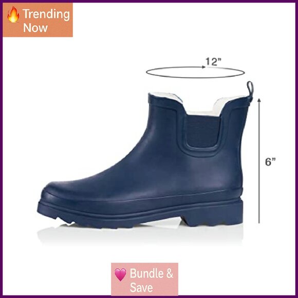 Women's Ankle Rain Boots Waterproof Garden Winter Boots Runs 1/2 Size Large - Picture 5 of 8